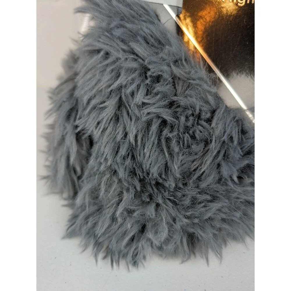 Nicole Miller Faux High Pile  Fur Throw 50” by 60 Gray NWT